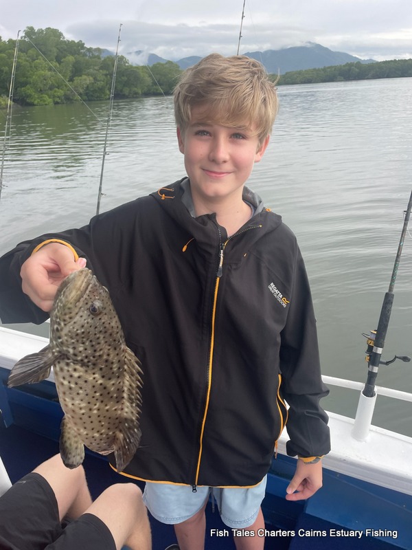 Take the kids fishing on school holidays for Blackspotted Estuary Cod in Trinity Inlet, Cairns!