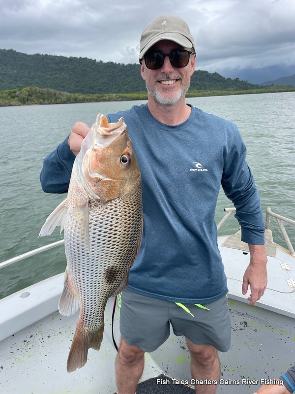 Happy as, is Jamie showing us his catch of a Fingermark while river fishing in the Mulgrave & Russell Rivers and Mutchero Inlet waterways!